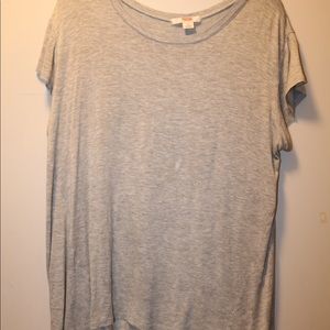 grey tee with detailed back